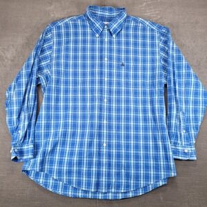 Brooks Brothers 346 Mens XL Regular Fit Blue Plaid Long Sleeve Button Down Shirt